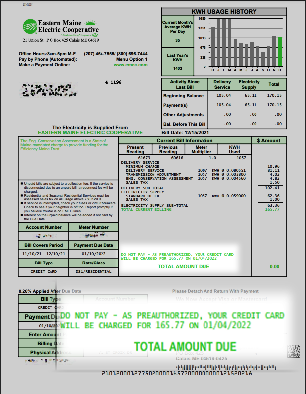 When you are enrolled in AutoPay, your bill will include a message "Do not pay" as shown.